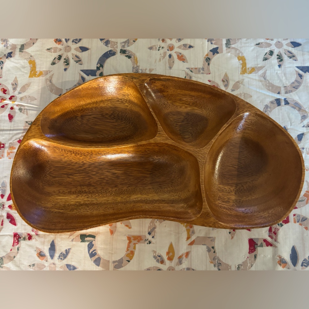 Monkey Pod 4 Section Vintage Tray